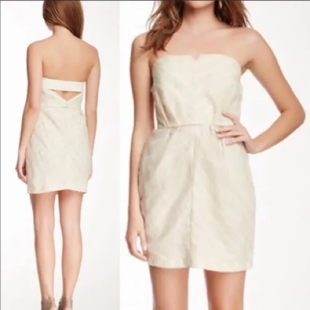 BCBGeneration Beige Strapless Mini Dress